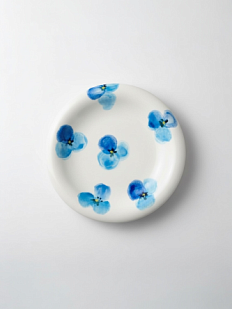 Тарелка ручной работы Анютины глазки, керамика, 20 см