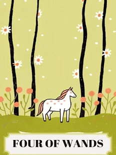 Открытка Таро Четверка Жезлов	(Four of Wands)