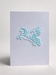 Открывающаяся открытка DARI DARI «Пегас» с фигурным элементом, голубая