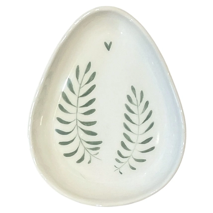 Блюдце Августа с двумя зелёными веточками, белое, фото 1.