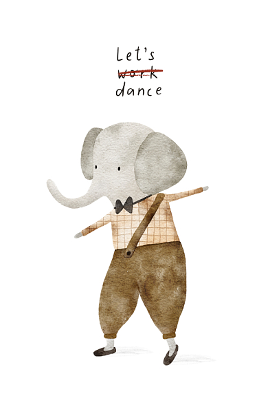 Постер интерьерный со слоником «Let's dance», А3, фото 1.