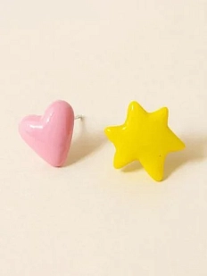 Серёжки-гвоздики Радость Рядом «Звёздочка и сердечко», полимерная глина