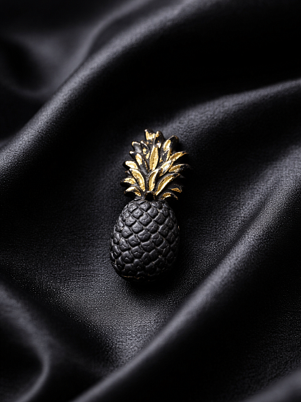 Брошь ручной работы Bulygin «Ананас», фарфор, чёрно-серебристая, фото 5.