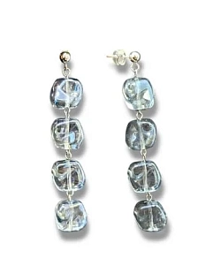 Серьги Бур.Мур «Ice», ювелирный сплав, художественное стекло, прозрачные