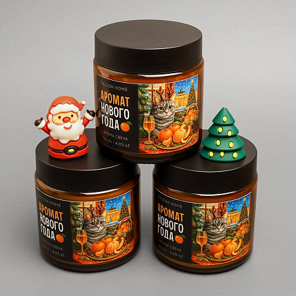 Свеча «Аромат Нового года» с мандарином, фото 2.