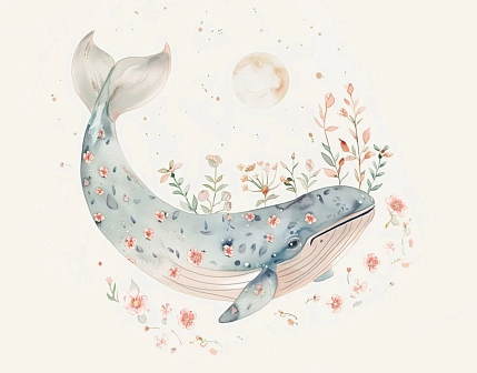 Обложка на студенческий билет DARI DARI «Цветочный кит», экокожа, фото 1.