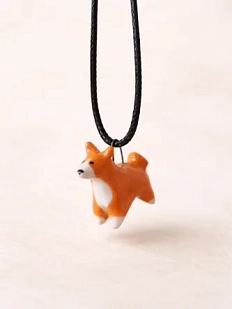 Подвеска ручной работы Боттери керамика с собачкой «‎Сиба-ину»‎, керамика