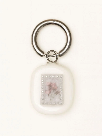 Моносерьга квадратная ПетПоллиПокет с картиной «Цветы», полимерная глина, фото 1.