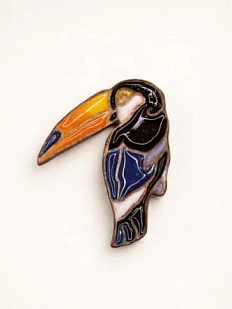 Брошь ручной работы «Тукан», Partala ceramics