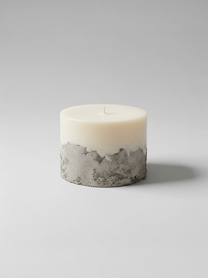 Интерьерная свеча на бетонном основании, белая, 7,5 см, фото 1.