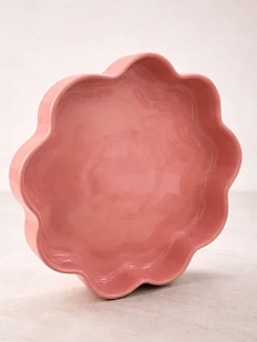 Тарелка ручной работы с бортиком ОХ! керамика «Со-цветие», розовая, керамика, 20 см