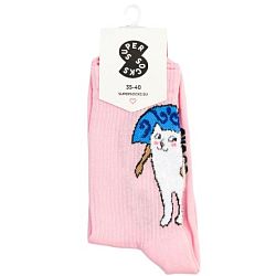 Носки «Кошка в кокошнике», р-р 40-45, розовый