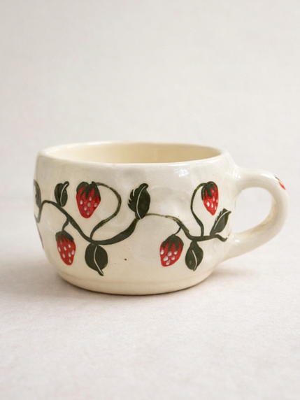 Кружка ручной работы с клубникой «Люби себя», керамика, 300 мл, фото 2.