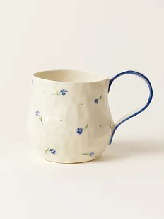 Кружка ручной работы «Васильки», сине-голубая, керамика, 400 мл