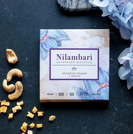 Шоколад Nilambari белый на кешью с манго, фото 3.