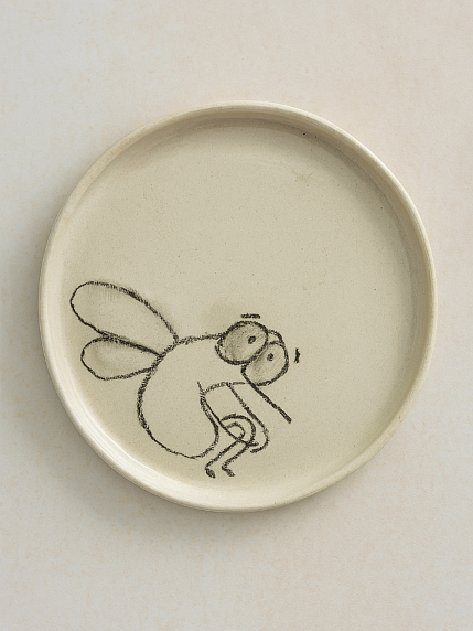 Тарелка ручной работы «Муха», керамика, 11 см, фото 1.