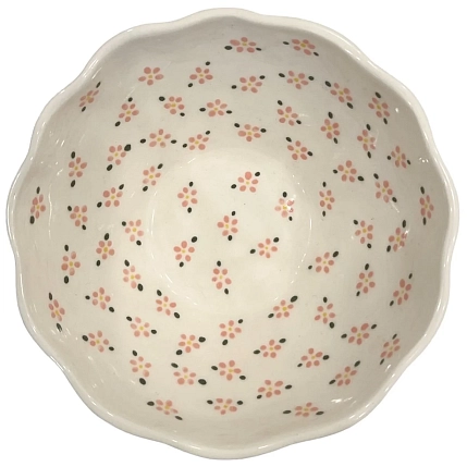 Глубокая тарелка ручной работы Slowday Ceramics в розовый цветочек, полуфарфор, фото 3.