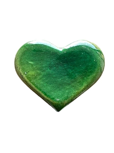 Брошь ручной работы КерамЕлКа «Сердце большое», зеленое, керамика