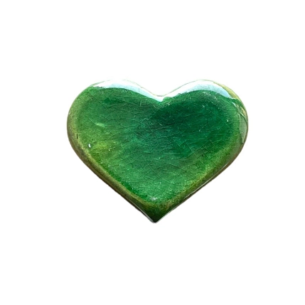Брошь ручной работы КерамЕлКа «Сердце большое», зеленое, керамика, фото 1.