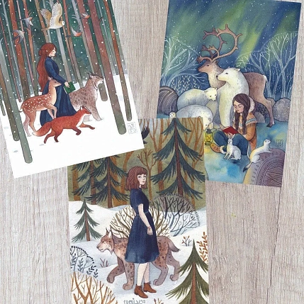 Набор открыток Анна Спешилова «Обитатели леса», 3 шт., фото 1.