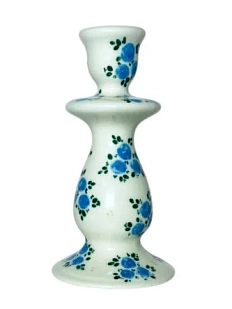 Подсвечник ручной работы Slowday Ceramics в синие розочки «Винтаж»