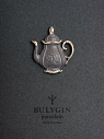 Брошь ручной работы Bulygin «Кофейник», фарфор, чёрно-серебристая, превью фото 1