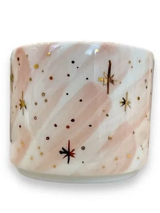 Стакан ручной работы Анна Герман с разводами и звездами, розовый, фарфор, 300 мл