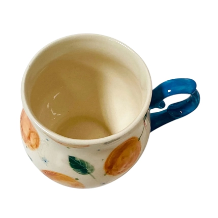 Кружка ручной работы на ножке Чашки и поцелуи «Мандарины», полуфарфор, 250 мл, фото 3.