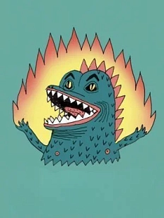 Картхолдер Валя Карнавалова «Орущий рептилоид», голубой, двусторонний, ПВХ