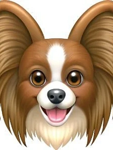 3D Стикер на телефон с собакой, папийон, объёмный