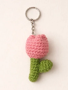 Вязаный брелок Цилинская «Тюльпан», розовый, 7 см
