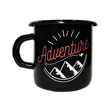 Эмалированная кружка «Adventure», чёрная, 400 мл, фото 1.