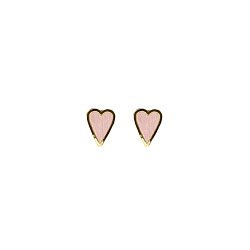 Серёжки-гвоздики ручной работы сердечки из серии «Преданное Сердце», розовый, дерево