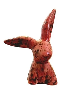 Статуэтка ручной работы Кролик, красно-чёрная, керамика