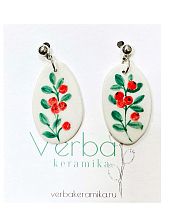 Серьги «Брусника», керамика, белые