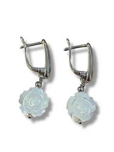 Серьги-конго Бур.Мур «Flower», родированная латунь, перламутр