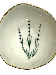 Пиала с золотистым краем ручной работы Верба керамика «Лаванда», керамика, 9 см