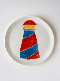 Тарелка ручной работы «Маяк большой», белая, 19 см
