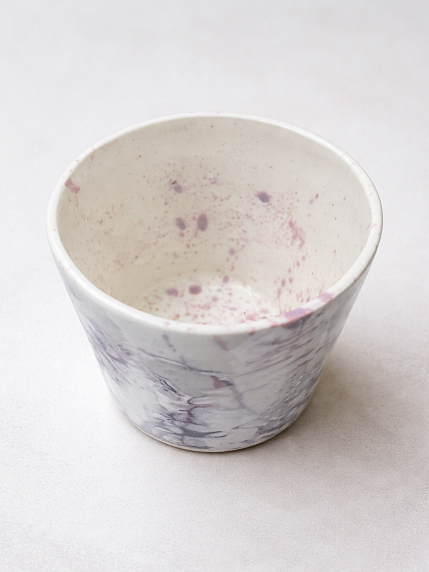 Стакан ручной работы «Фиолетовые разводы», полуфарфор, 500 мл, фото 2.