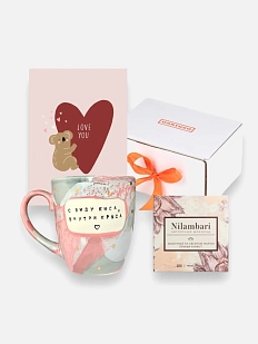 Подарочный набор с розово-серой кружкой «С виду киса» и шоколадом