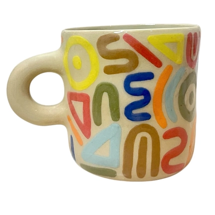 Кружка ручной работы Малёма с росписью Современная абстракция, высокая, керамика, 350 мл, фото 2.