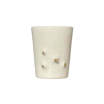 Шот Зенд керамика ручной работы с шипами, белый, 50 мл, фото 1.