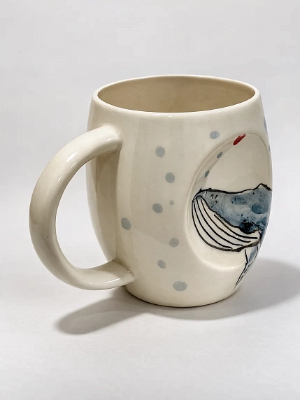 Кружка ручной работы НАДО ЖЕ с росписью «Кит», белая, керамика, 300 мл, фото 3.