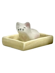 Подставка под благовония «Спящий котик №2», розовая, керамика