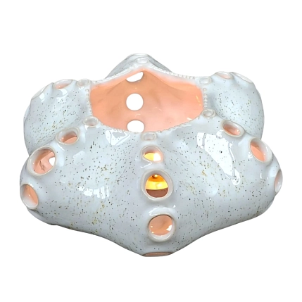 Подсвечник ручной работы «Морской ёж», 16 см, белый, керамика, фото 3.