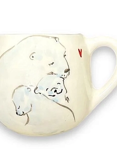 Кружка ручной работы Медведица с медвежатами, керамика, 350 мл