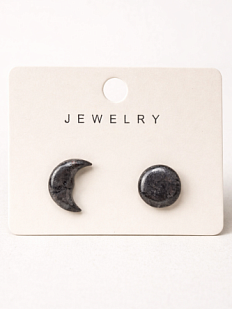 Серёжки-гвоздики КерамЕлКа «Луна», серые, фарфор