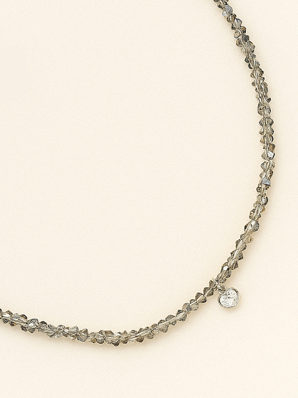 Чокер ручной работы «Heart. Silver», алмазное стекло, родированная латунь, фото 1.