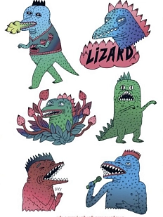 Стикерпак Валя Карнавалова «Lizard», цветной, А6, 6 наклеек