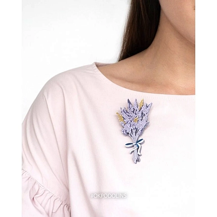 Брошь ручной работы ОКподолинс «Лаванда», сиреневая, дерево, фото 2.